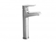 Single lever basin mixer with high spout